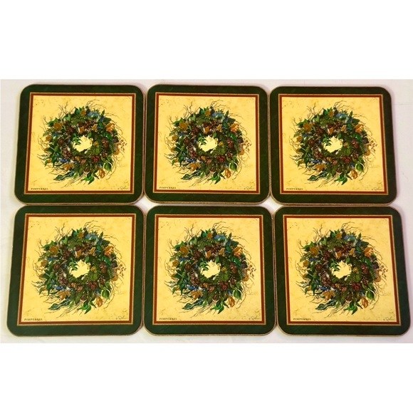 Vintage Pimpernel Holiday Coasters Set of 6 - Cork Back - Good Condition - Picture 1 of 16